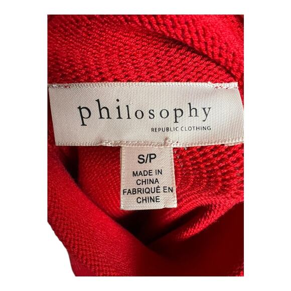 Philosophy Mock Neck Pleated Midi Sweater Dress Red Women's S Christmas Classy - Picture 7 of 8